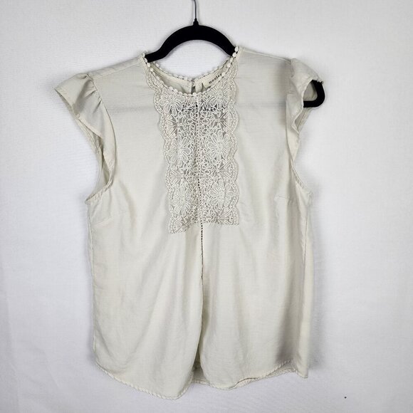 Monteau Tops - Monteau Embroidered Lace Cap Sleeve Blouse SIZE LARGE‎